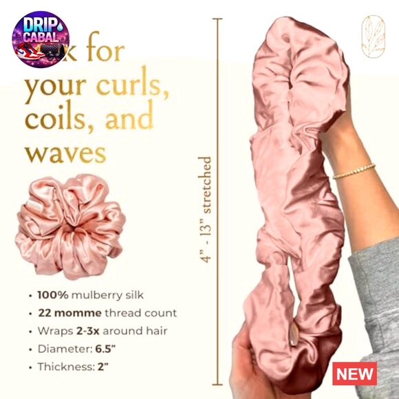 Oversized Mulberry Silk Scrunchies Gentle No Damage Hair Ties XL main image 4